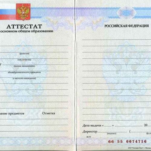 Аттестат 9 классов 2013